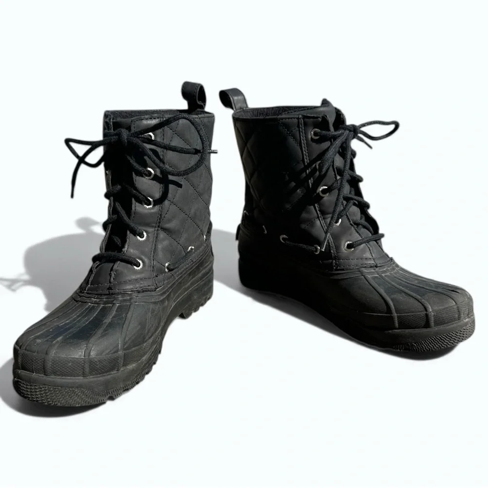 Sperry Gosling Quilted Waterproof Duck Boots Women’s 7.5 Black Winter Rain